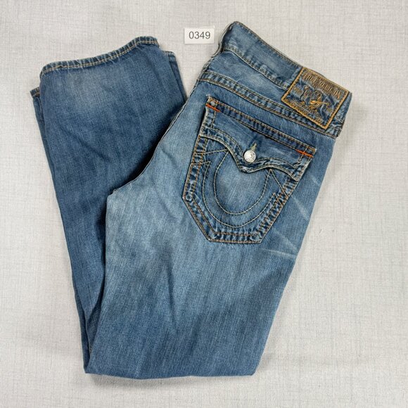 Y2K True Religion Jeans Distressed Bootcut Light Wash 100% Cotton Size 40 - Picture 2 of 7